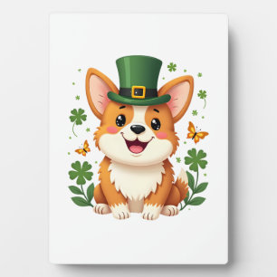 Corgi Lover Shamrock Happy St Patricks Day Plaque