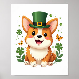 Corgi Lover Shamrock Happy St Patricks Day Poster