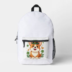 Corgi Lover Shamrock Happy St Patricks Day Printed Backpack