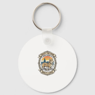 Corgi Lover Shirt Vintage Dog Dad Engraving Design Key Ring