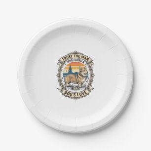 Corgi Lover Shirt Vintage Dog Dad Engraving Design Paper Plate
