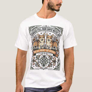 Corgi Lover Shirt Vintage Engraving Funny Dog Desi