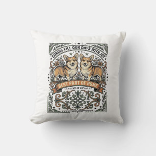 Corgi Lover Shirt Vintage Engraving Funny Dog Desi Cushion