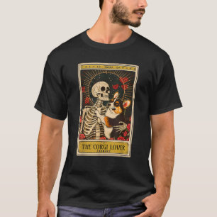 Corgi Lover Tarot Card Funny Skull With Dog Witchy T-Shirt