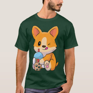 Corgi Loves Boba Funny Drinking Boba Tea-531 T-Shirt