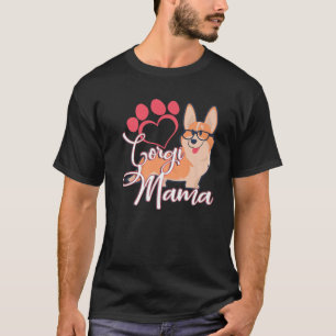 Corgi Mama Dog Lover Cute Paw Heart T-Shirt