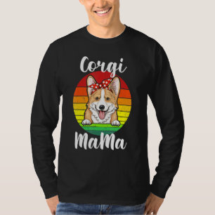 Corgi Mama Mum Red Polka Retro Rainbow Dog Lover T-Shirt