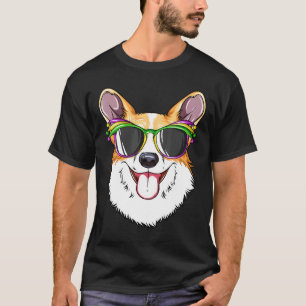 Corgi Mardi Gras Carnival Mask Corgi   T-Shirt