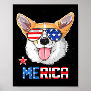 Corgi Merica 4th Of July T Shirt Kids Boys Girls D Poster