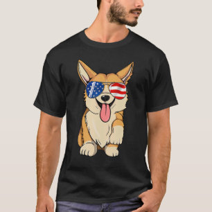 Corgi Merica Flag Sunglasses 4th Of July T-Shirt