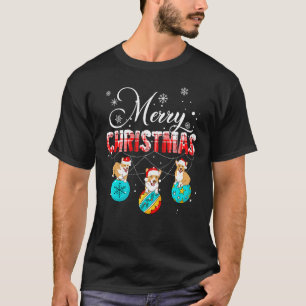 Corgi Merry Christmas Cute Plaid Leopard Corgi Dog T-Shirt