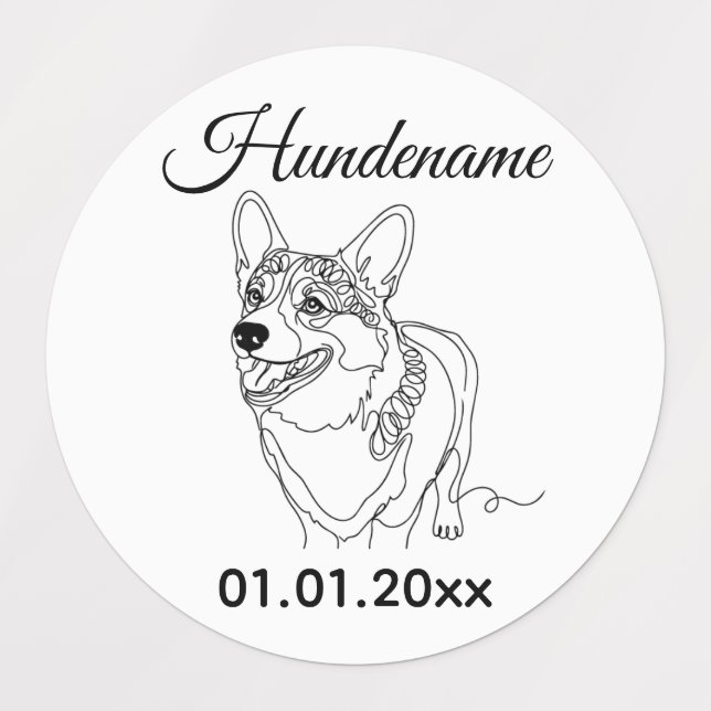 Corgi Minimalist Line Art personalized dog brand (Design 1)