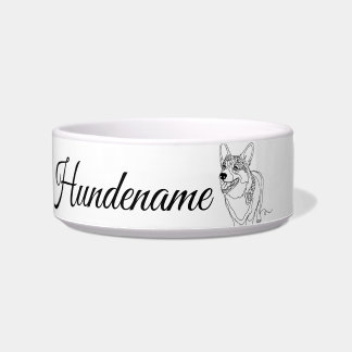 Corgi Minimalist Line Art personalized food bowl