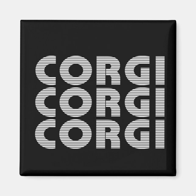 Corgi Modern White Text Magnet (Front)