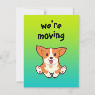 corgi' moving postcard