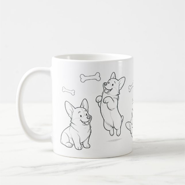 Corgi Mug Cute Hand Drawn Dog Coffee Mug (Left)