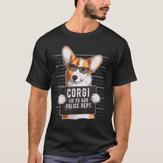 Corgi Mugshot Dog T-Shirt (Front)