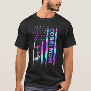 Corgi Mum American Flag Tie Dye Dog Mother's Day T-Shirt