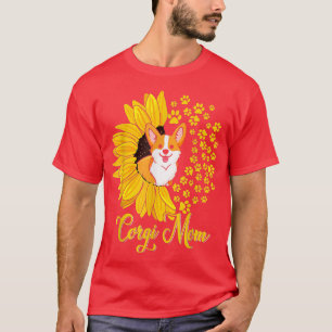 Corgi Mum Cute Corgi Dog Sunflower Happy Mother's  T-Shirt