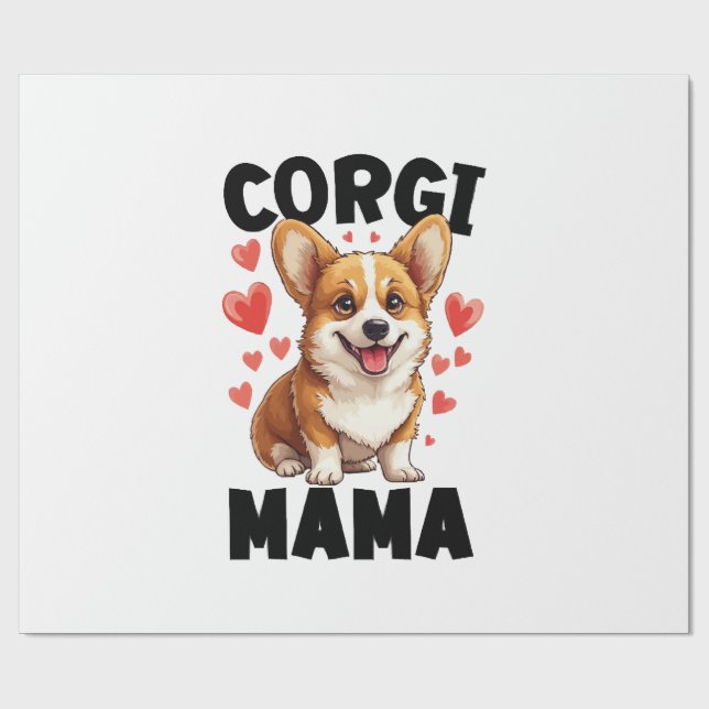 Corgi Mum - Cute Corgi Mama Wrapping Paper (Flat)