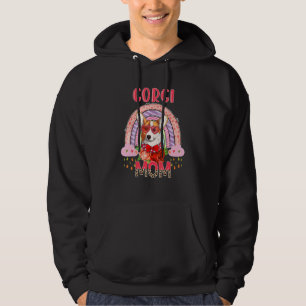 Corgi Mum Cute Rainbow Rainy Dog Flowers Mother's Hoodie