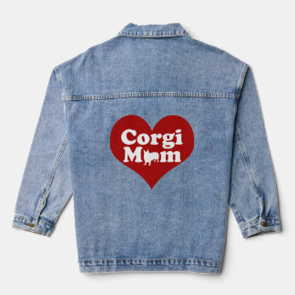 Corgi Mum Cute Red Heart Denim Jacket
