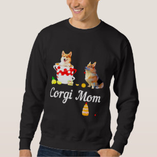 Corgi Mum Mad Hatters Tea Party Corgi Dog Long Sweatshirt