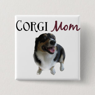 Corgi Mum Photograph 15 Cm Square Badge