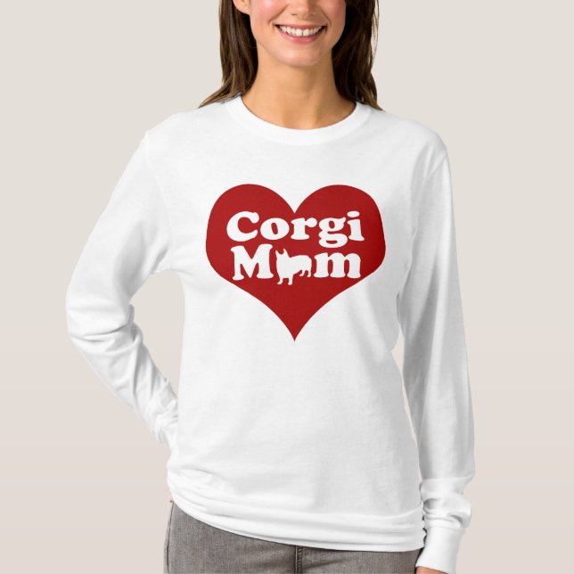 Corgi Mum Red Heart T-Shirt (Front)
