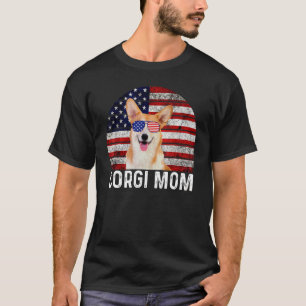 Corgi Mum Retro Usa 4th Of July Sunglasses America T-Shirt