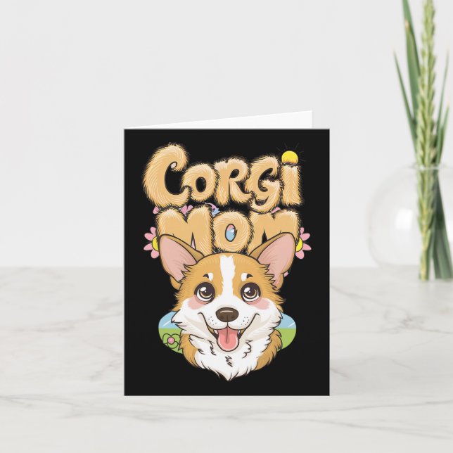 Corgi Mum Spring Floral Design - Easter Corgi Love Card (Front)