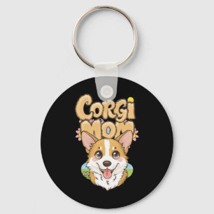 Corgi Mum Spring Floral Design - Easter Corgi Love Key Ring