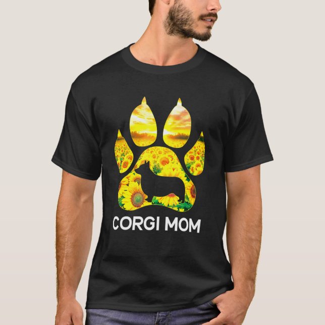 Corgi Mum Sunflower Corgi Dog Dog Mum Mama T-Shirt (Front)