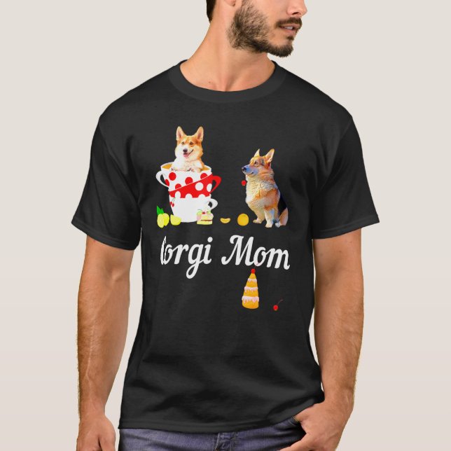 Corgi Mum Tee  Mad Hatters Tea Party Corgi Dog (Front)