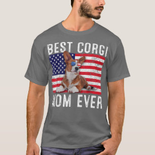 Corgi Mum USA American Flag Corgi Dog Lover Owner T-Shirt