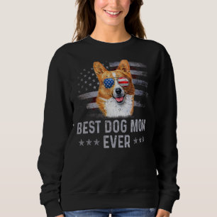Corgi Mum Vintage American Flag Patriotic Dog Sweatshirt
