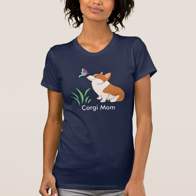 Corgi Mum with Butterfly T-Shirt (Front)