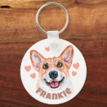 Corgi Mum With Hearts Dog Illustration Key Ring<br><div class="desc">You love your Corgi so much you want the world to know! Add your fur baby’s name to this personalised keychain and show it to all. Be a proud Corgi mum! It’s a great gift idea for anyone with a Corgi.</div>
