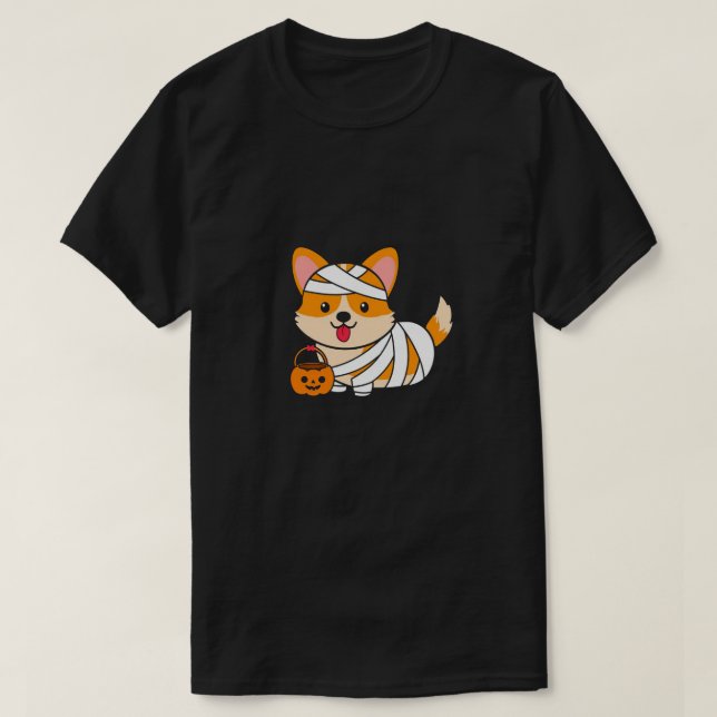 Corgi Mummy Halloween T-Shirt (Design Front)