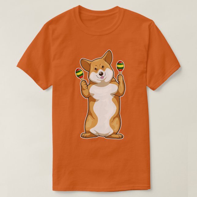 Corgi Musician Maracas Music T-Shirt (Design Front)