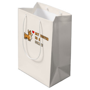 Corgi 'My Sister Is A Corgi!' Soft Warm Ivory Medium Gift Bag