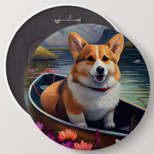 Corgi on a Paddle: A Scenic Adventure 6 Cm Round Badge