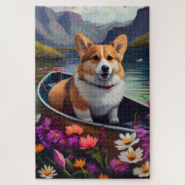 Corgi on a Paddle: A Scenic Adventure Jigsaw Puzzle (Vertical)