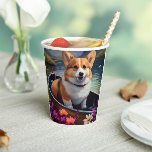 Corgi on a Paddle: A Scenic Adventure Paper Cups