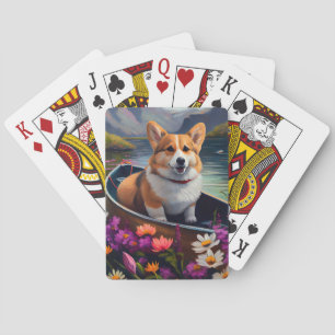 Corgi on a Paddle: A Scenic Adventure Playing Cards