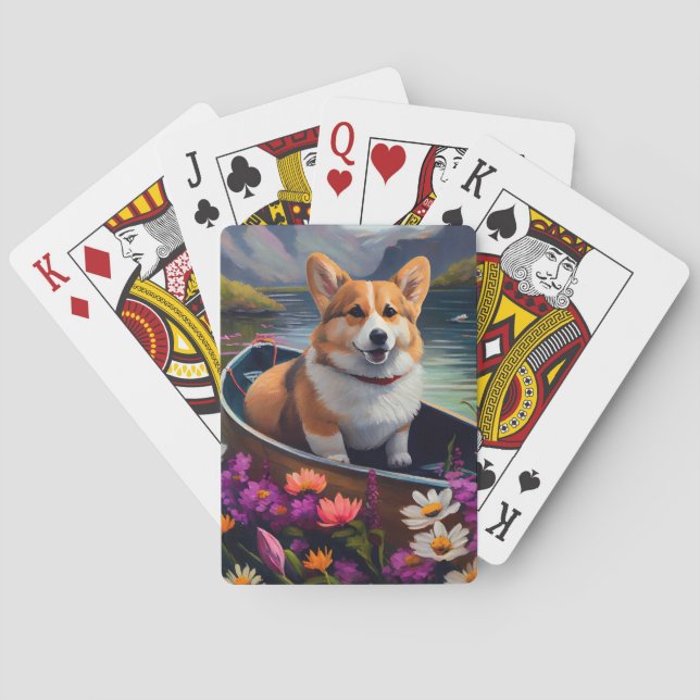 Corgi on a Paddle: A Scenic Adventure Playing Cards (Back)