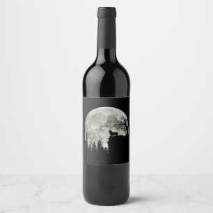 Corgi On Mountain Blood Moon Halloween Gifts Wine Label