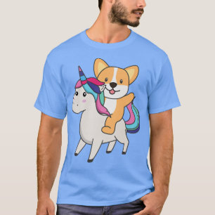 Corgi On Unicorn Rainbow Animals Cute Unicorns-589 T-Shirt