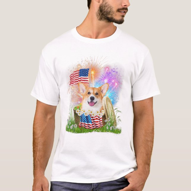 Corgi Patriotic American T-Shirt (Front)