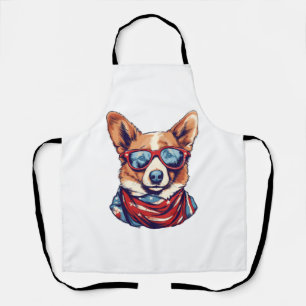 Corgi Patriotic Dog USA American Flag   Apron